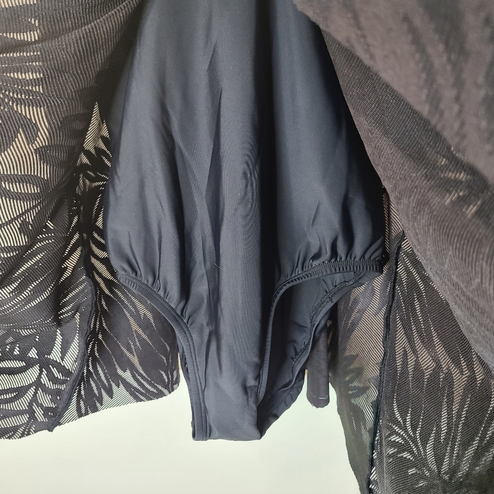 Swim Solutions Women's Tummy Control Flyaway Lace Swim Dress Black Sz 10 NWT - Picture 7 of 13